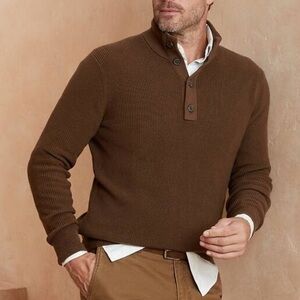 Banana Republic Button Mock-Neck Sweater in Chocolate Stout Size Large